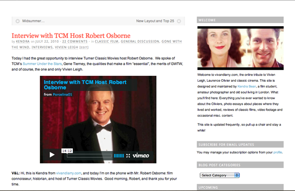 Interview with TCM Host Robert Osborne