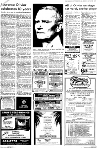 Laurence Olivier celebrates 80th birthday