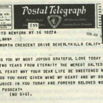 Telegram from Laurence Olivier to Vivien Leigh