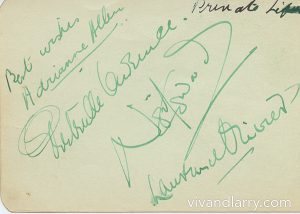 Autographs of Adrianne Allen, Gertrude Lawrence, Noel Coward and Laurence Olivier