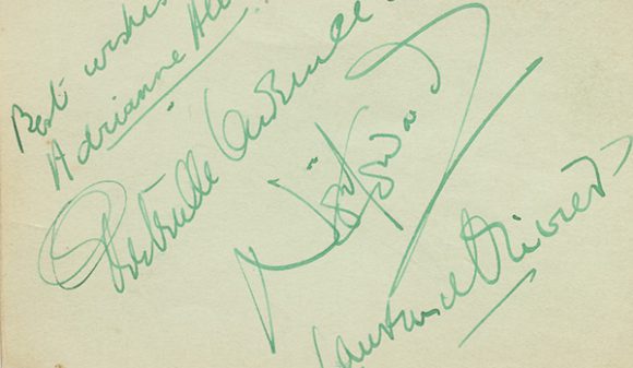 Autographs of Adrianne Allen, Gertrude Lawrence, Noel Coward and Laurence Olivier