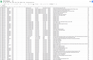 Cataloguing spreadsheet
