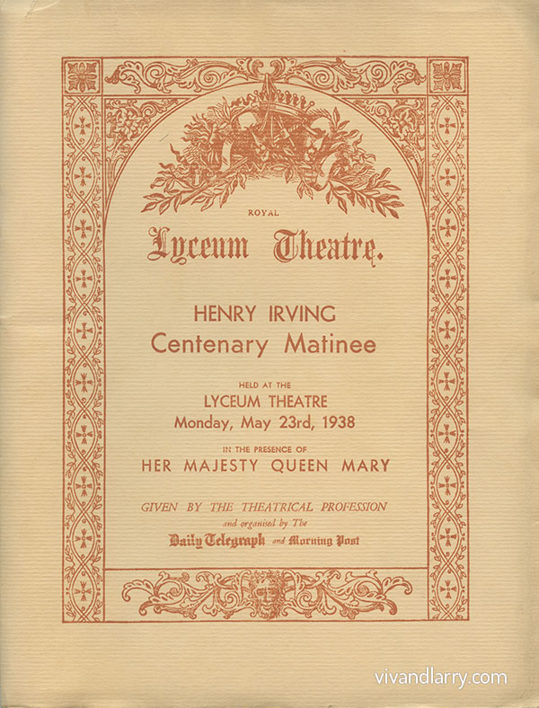 Henry Irving Centenary Matinee, 1938