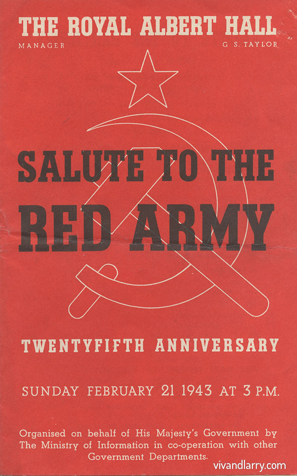 Salute to the Red Army at the Royal Albert Hall, 1943 programme